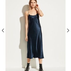 Vince NWOT Navy Satin Slip Dress Size L